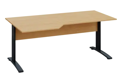 EZK 28 - 186 stůl kancelářský, rohový, levý, kovová podnož černá, deska 25 mm, široký 1800 mm, javor horský